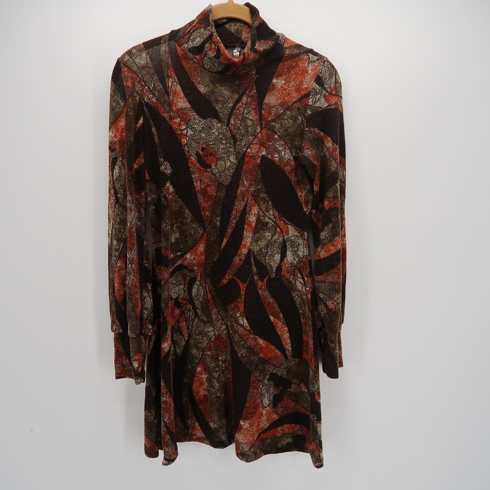 Yahada Turtle Neck Paisley Long Sleeve Dress